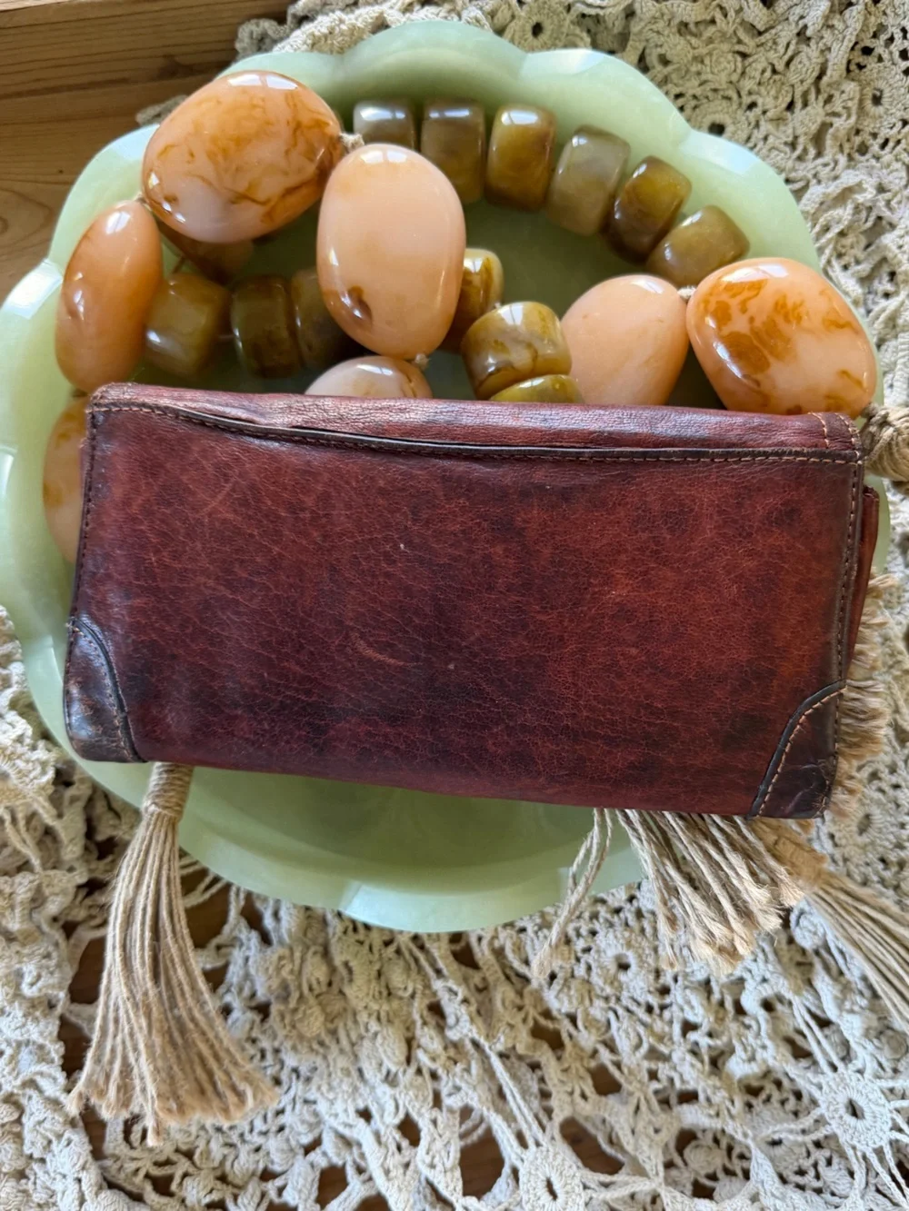 Frye Cameron Continental Cognac Rust Brown Leather Clutch Wallet
